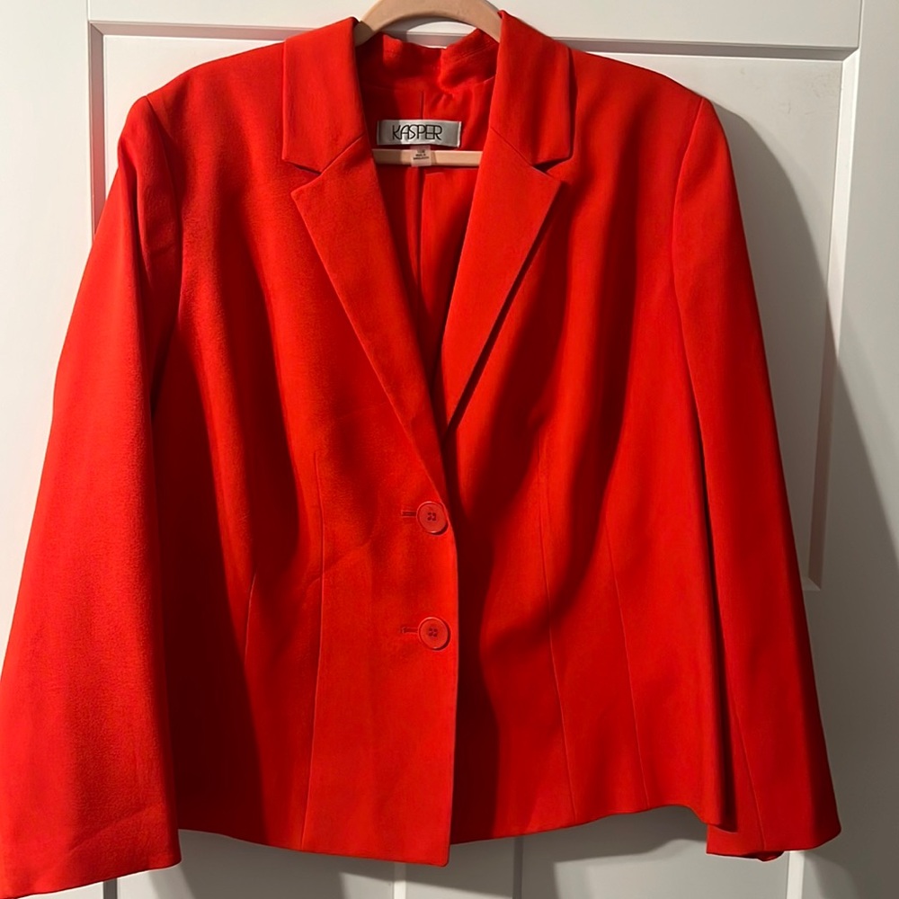 This beautiful orange/red Kasper suit jacket was only worn twice.